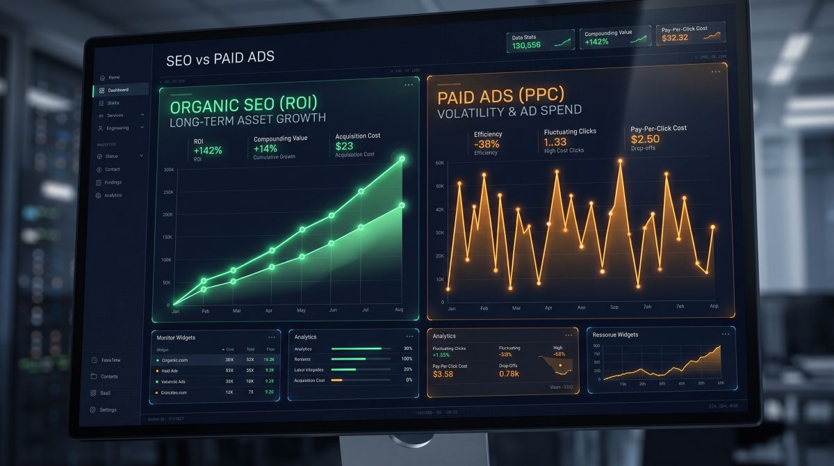 Ekwiwalent reklamowy SEO vs budżet Google Ads: Jak rzetelnie liczyć ROI z pozycjonowania B2B?